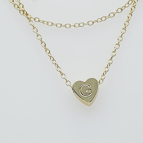 "Ankle Bracelets, Letter- G, 14K Gold Plated Dainty Layered Heart , ELDM22105G - Picture 7 of 8